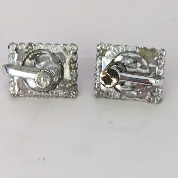 Vintage Butterfly Wing Tropical Palm Tree Beach Scenery Screw Back Earrings - Picture 4 of 4